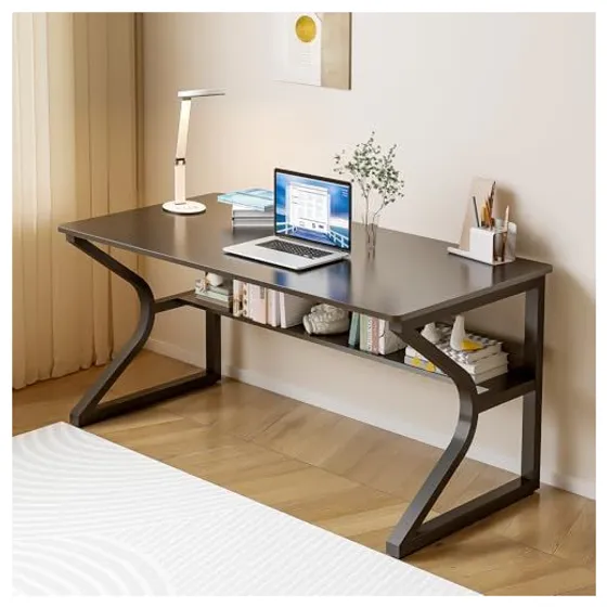 OSCHF Extra Long Desk with Storage Shelf – Black